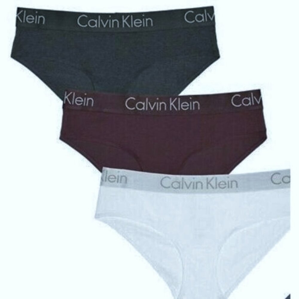 NEW Calvin Klein 3 Pack Hipster Logo Underwear S Black Gray White Cotton Stretch - Picture 5 of 5